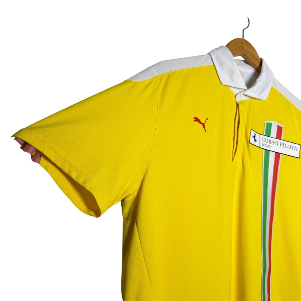 Ferrari Puma Corso Pilota Polo Shirt Mens XL Yellow Italy Racing Golf Sport - Picture 10 of 15